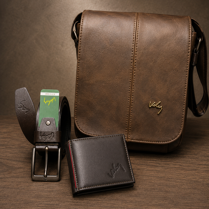 Kit Premium Masculino Día del Padre — Bolso, Billetera y Cinturón